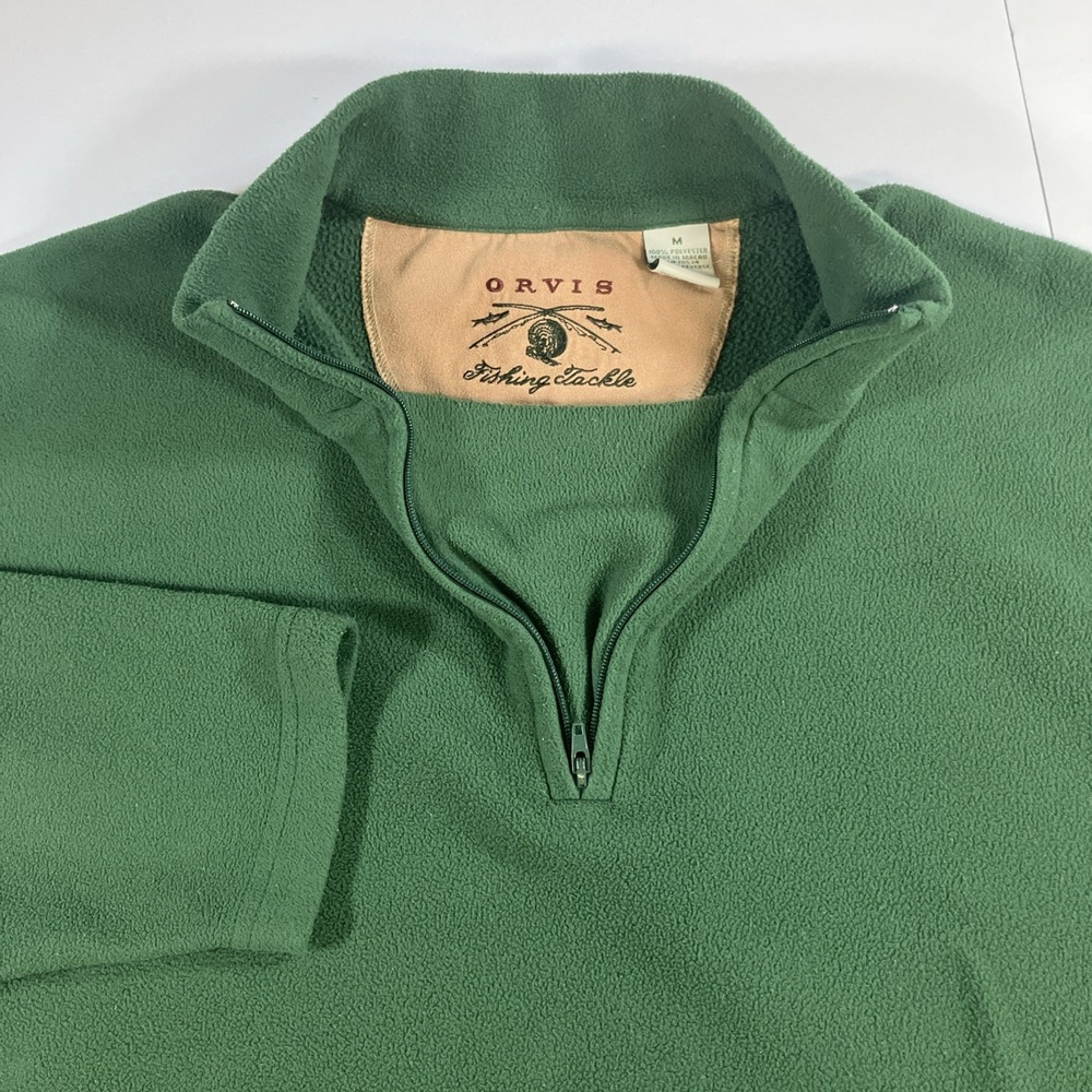 Orvis Fishing Tackle Medium‎ Men's Green Quarter Zip Fleece Pullover